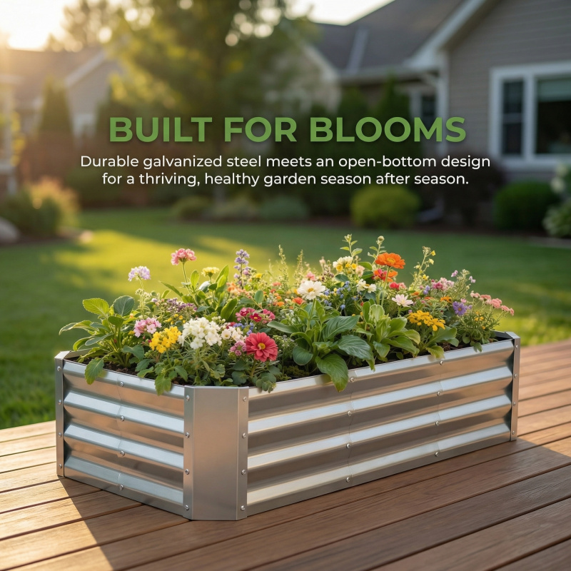 Plant Parenting - Large Bottomless Galvanized Garden Planting Bed