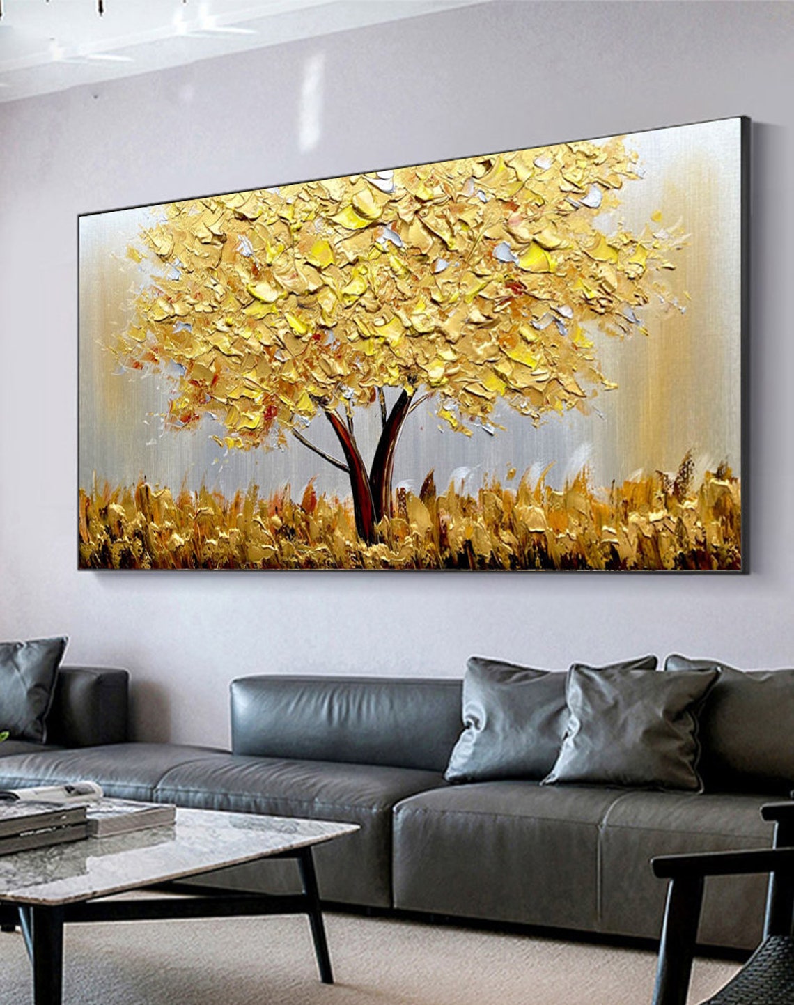 Blooming Gold Tree On Canvas A - Plant Parenting ulasan dan harga