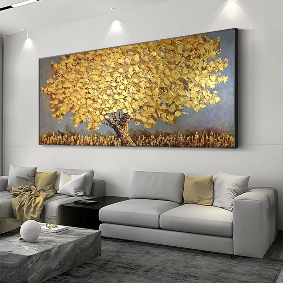 Blooming Gold Tree On Canvas A - Plant Parenting ulasan dan harga